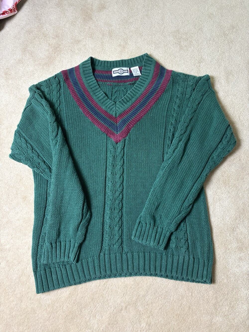 Vintage 90's Gulf Traders V Neck Sweater XL